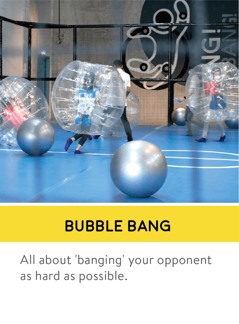 Players enjoying Bubble Bang in the Engagement Zone