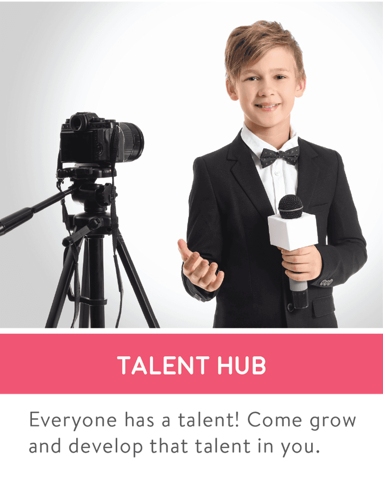 Young presenter speaking to a camera in the Talent Hub