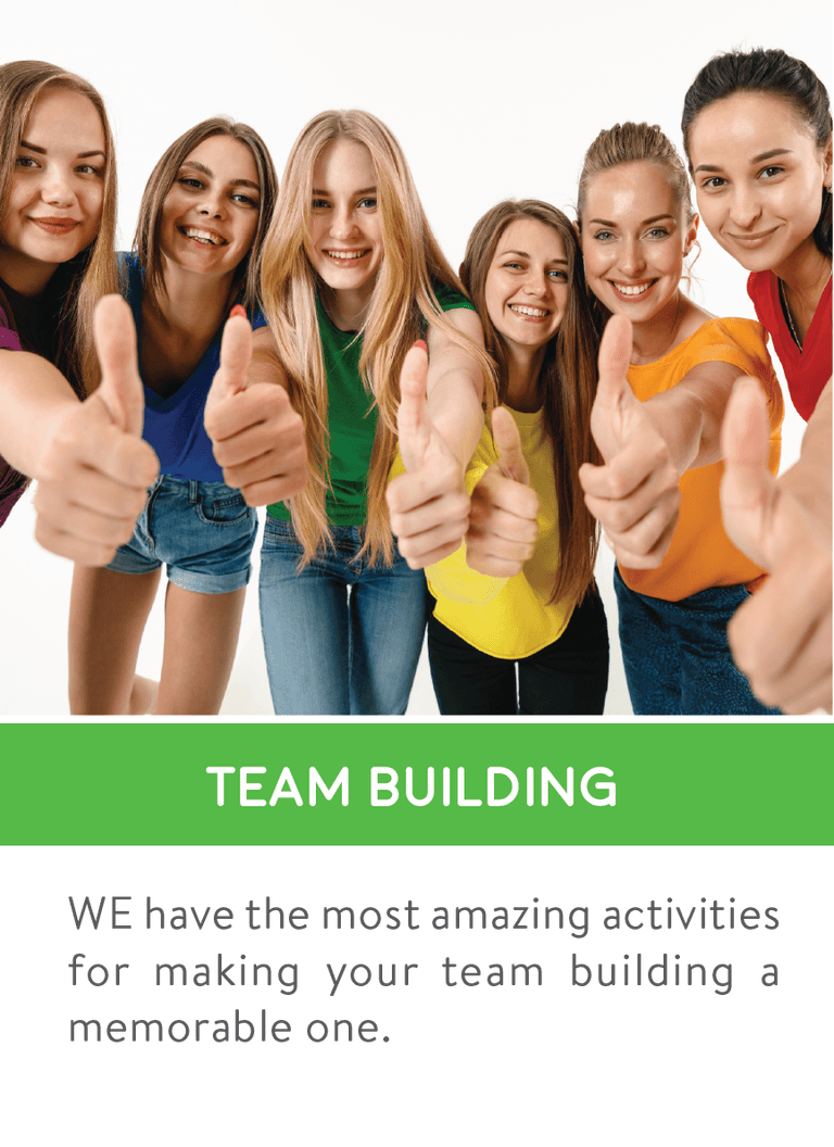 Group of friends taking part in a team-building activity